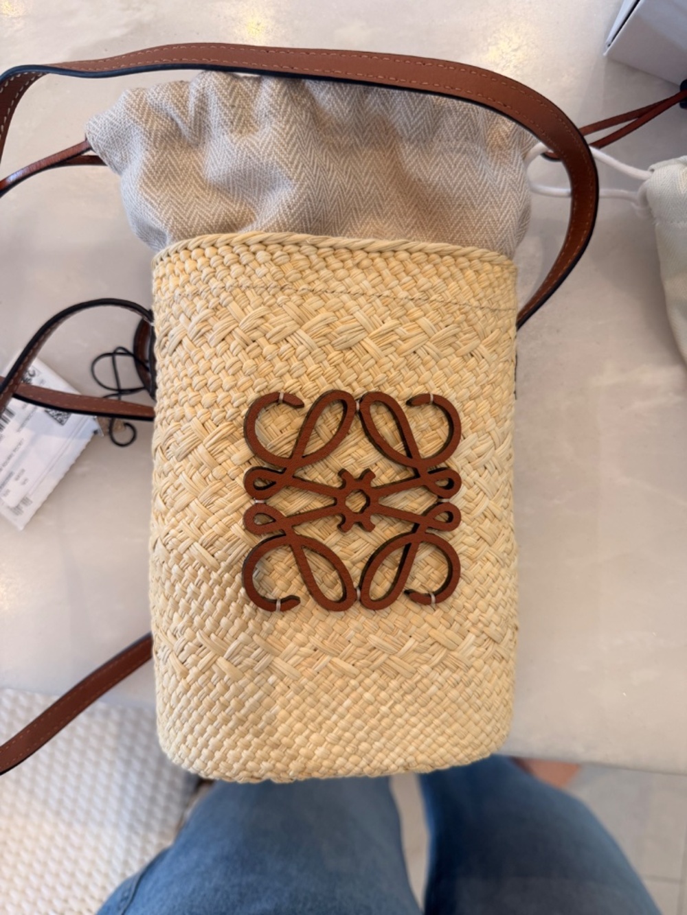 Loewe Mini Straw drawstring bag - Picture 4 of 4